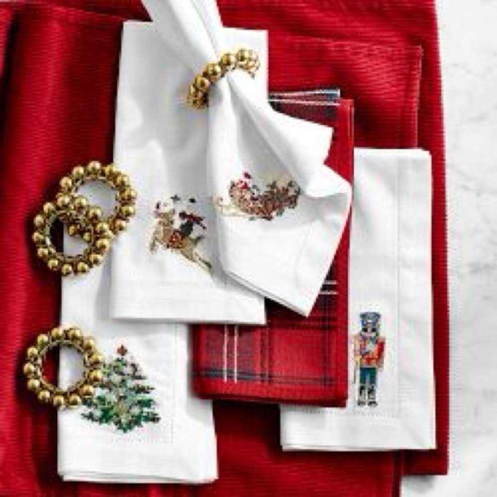 Williams Sonoma NWT! Twas the Night Before Christmas 8 Napkins